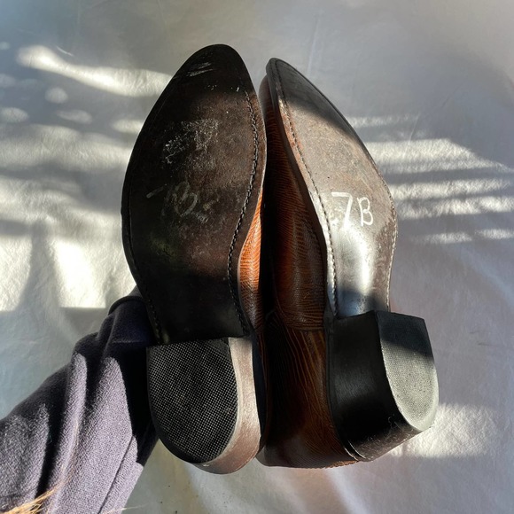 SOLD Vintage 1970s Men's Leather Cowboy Western Midi Boot Sz 9.5 - Picture 5 of 14